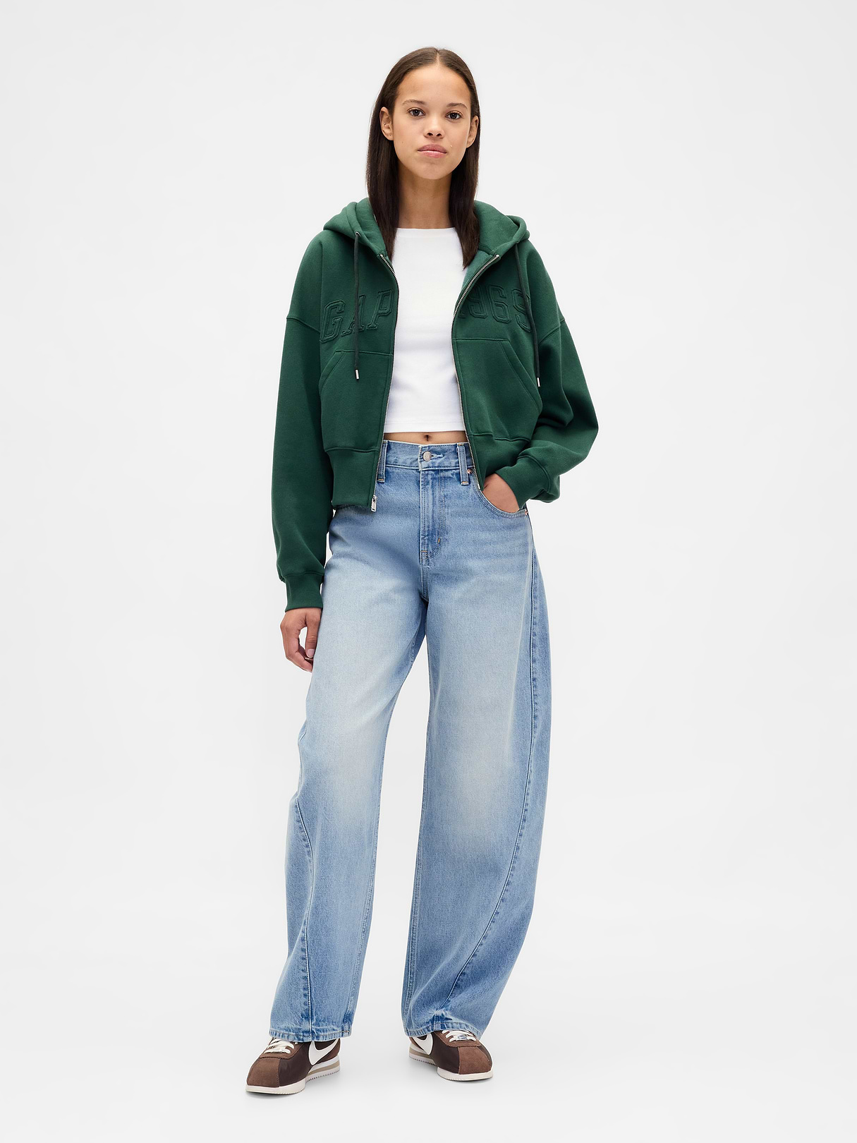 VintageSoft Wedge Zip Hoodie - Deep hunter green
