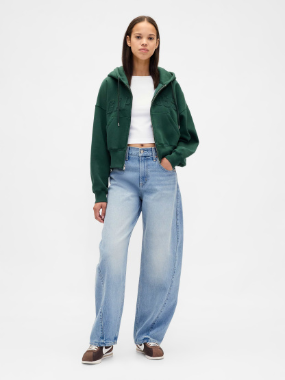 VintageSoft Wedge Zip Hoodie - Deep hunter green