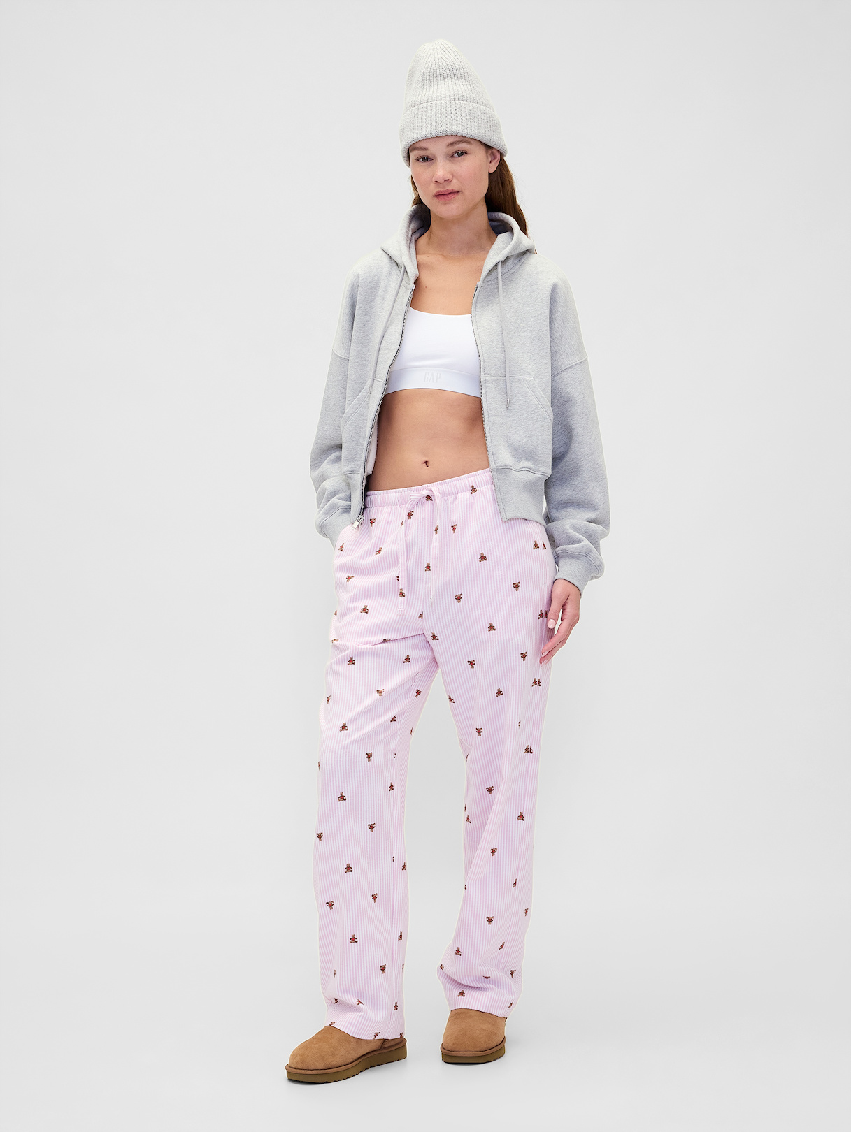 Adult Softest Flannel PJ Pants - Pink brannan bear