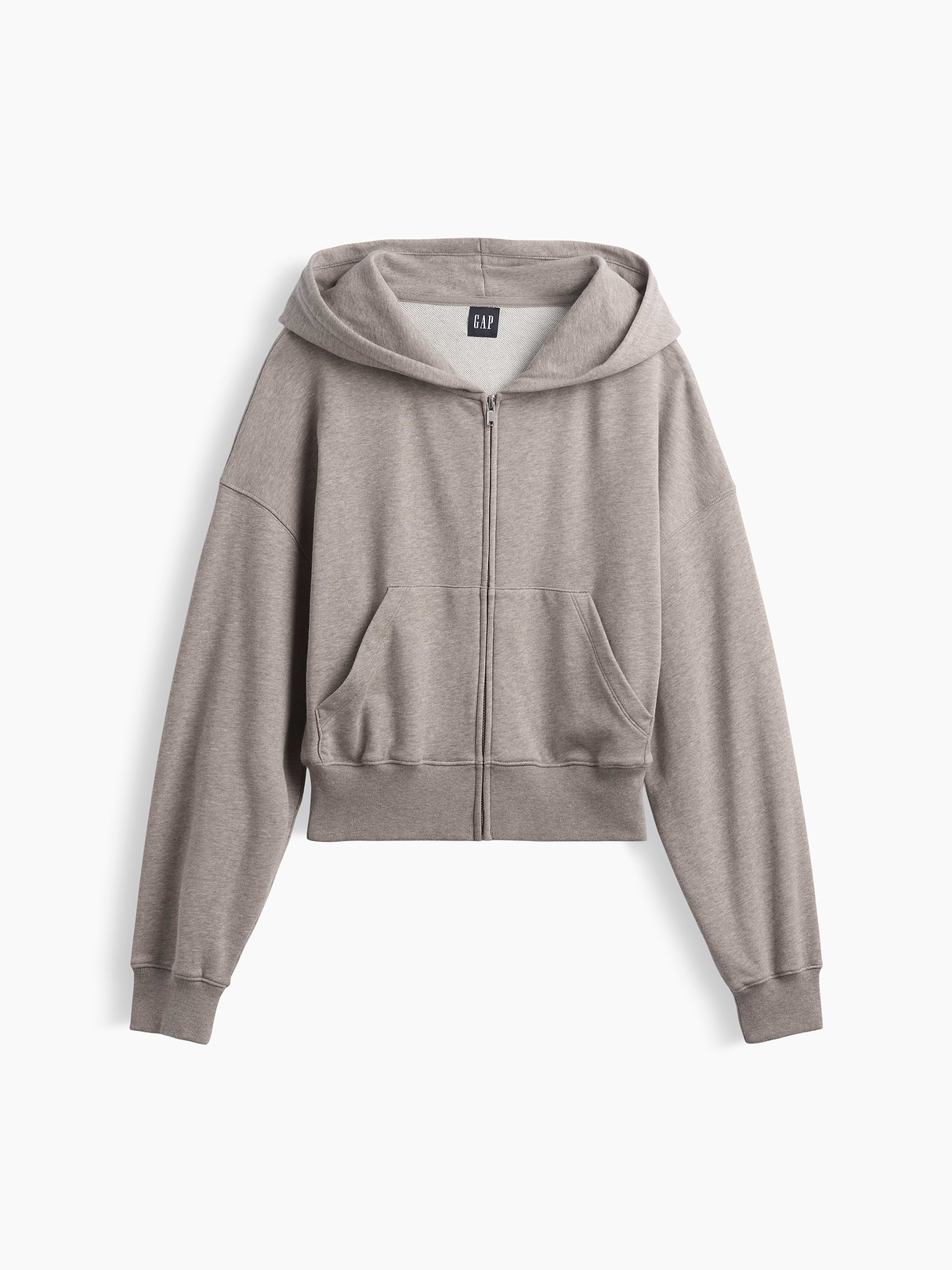VintageSoft Terry Oversized Wedge Zip Hoodie - Light brown