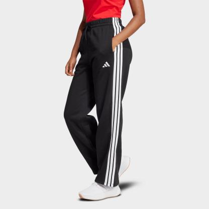 Women's adidas Essentials 3-Stripes Fleece Open Hem Pants - Black/White - view 1