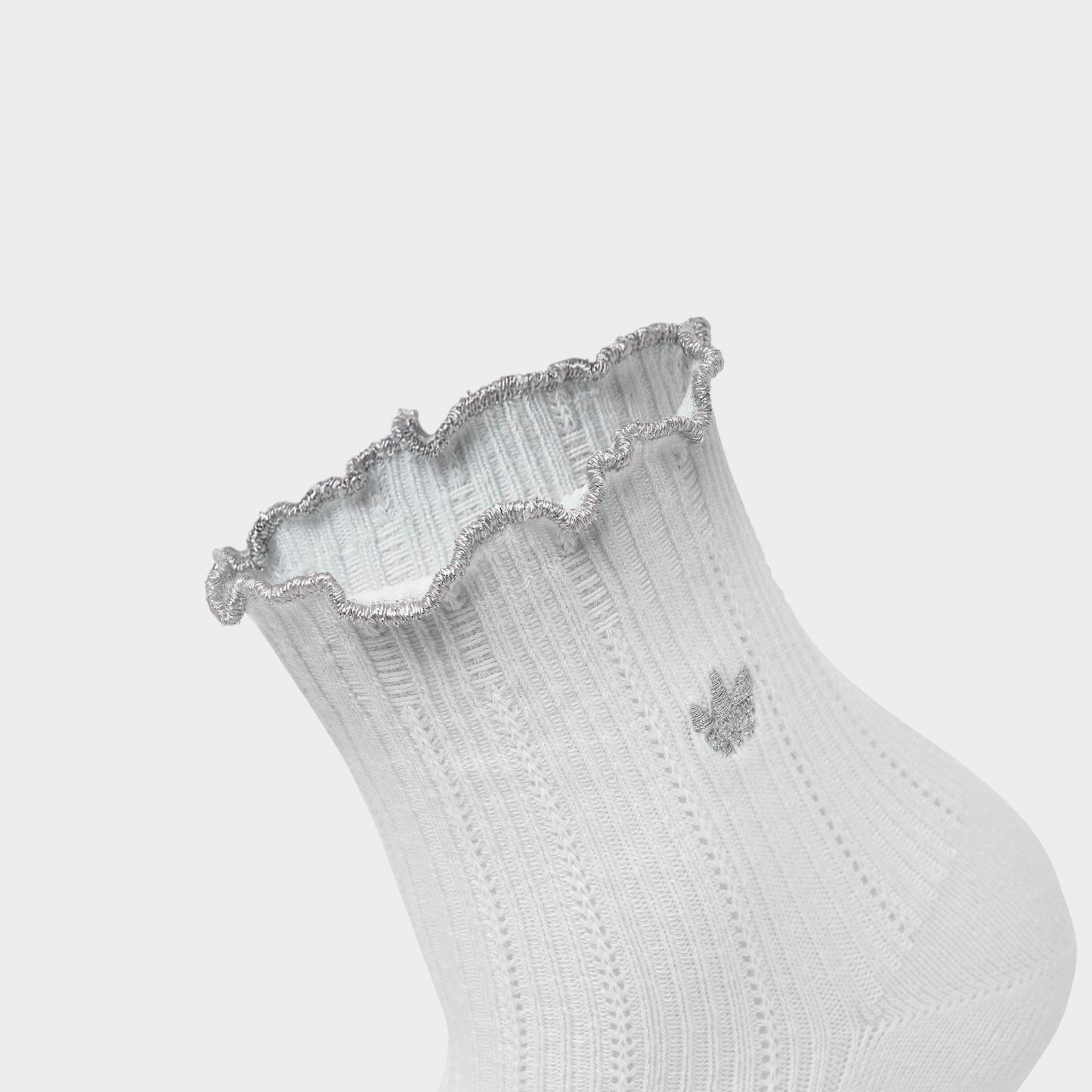 Women's adidas Originals Ruffle Quarter Socks (3-Pack) - White/Magic Mauve/Khaki Three