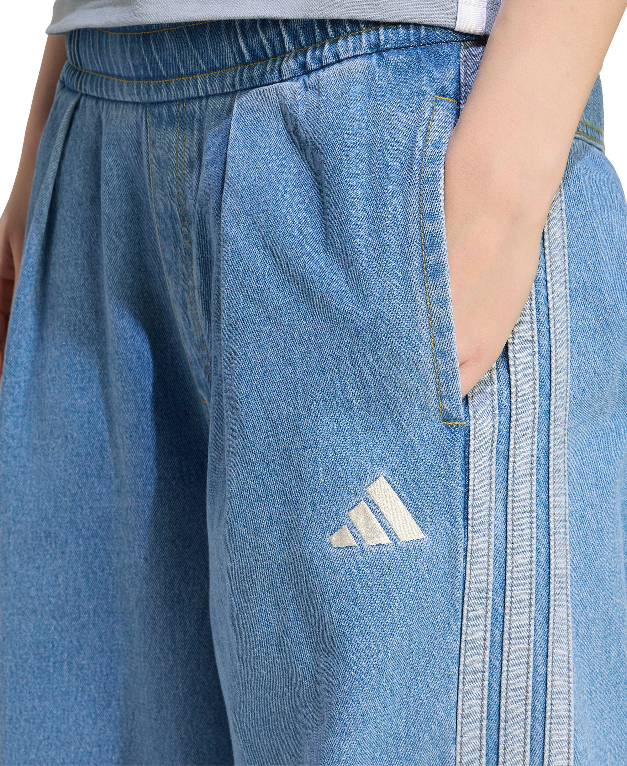 adidas Women's Stadium Washed Denim Loose-Fit Pants - Crystal Sky