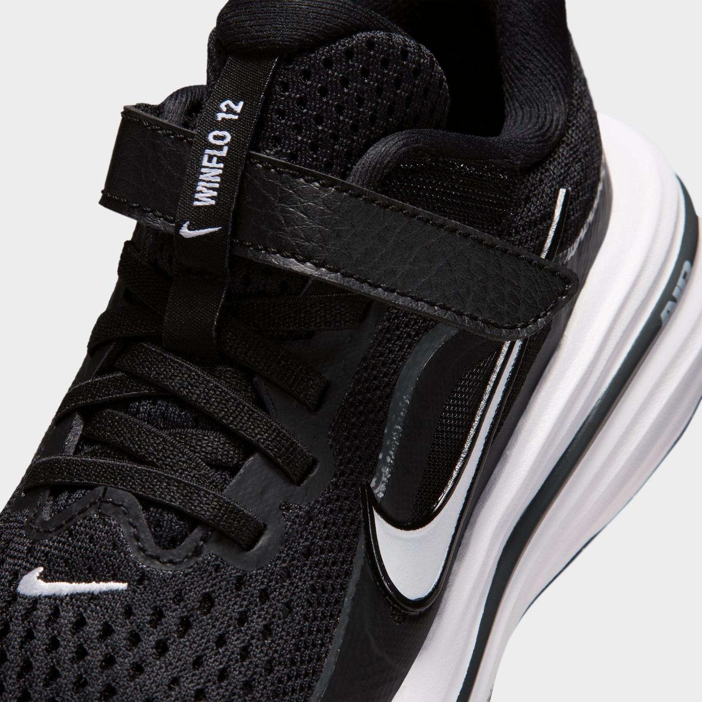 Little Kids' Nithtke Winflo 12 Road Running Shoes - Black/Dark Smoke Grey/White - Detail shot