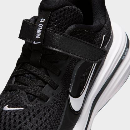 Little Kids' Nithtke Winflo 12 Road Running Shoes - Black/Dark Smoke Grey/White - Detail shot