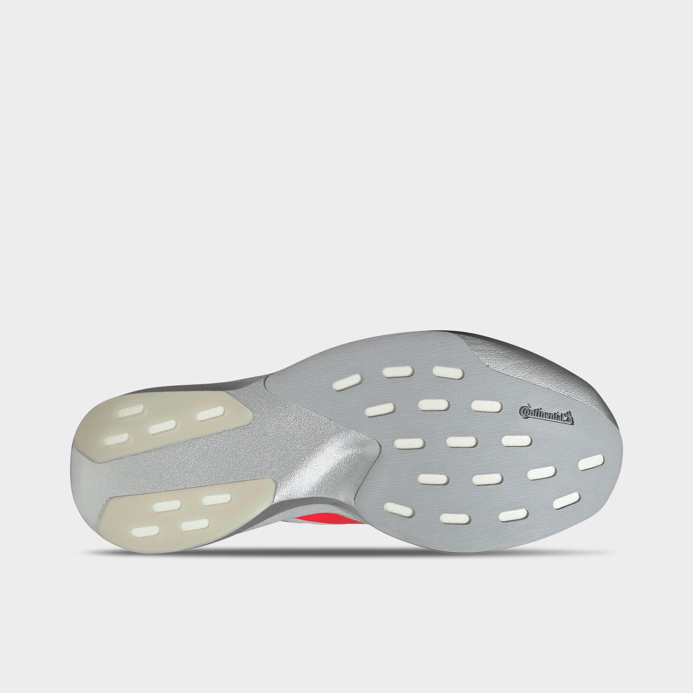Men's adidas Adizero EVO SL Woven Running Shoes - Part 1 - Silver Metallic/Lucid Red/Iron Metallic - Bottom view