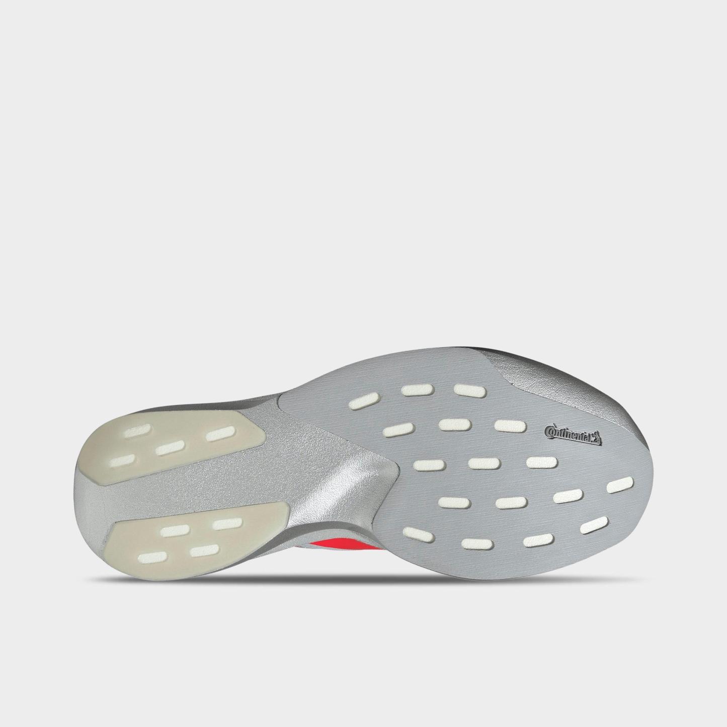 Men's adidas Adizero EVO SL Woven Running Shoes - Part 1 - Silver Metallic/Lucid Red/Iron Metallic - Bottom view