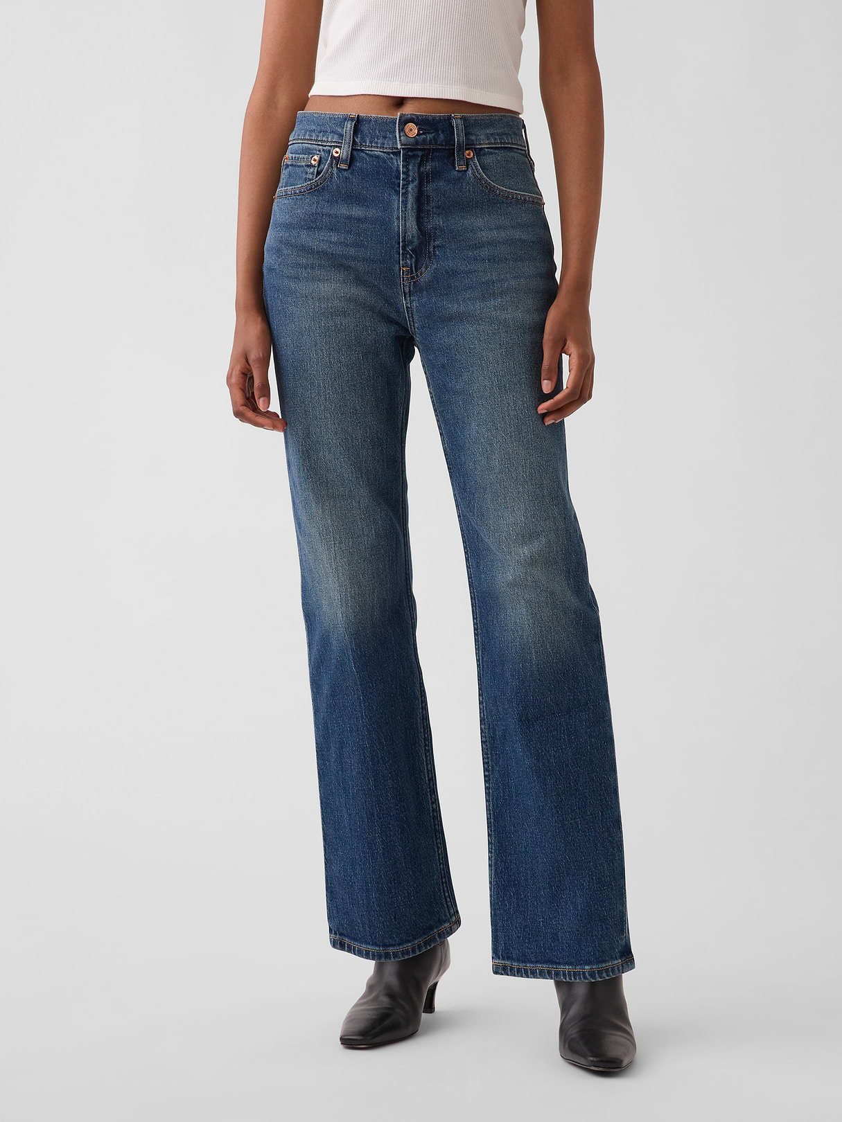 High Rise ’90s Slim Straight Crop Jeans - dark indigo
