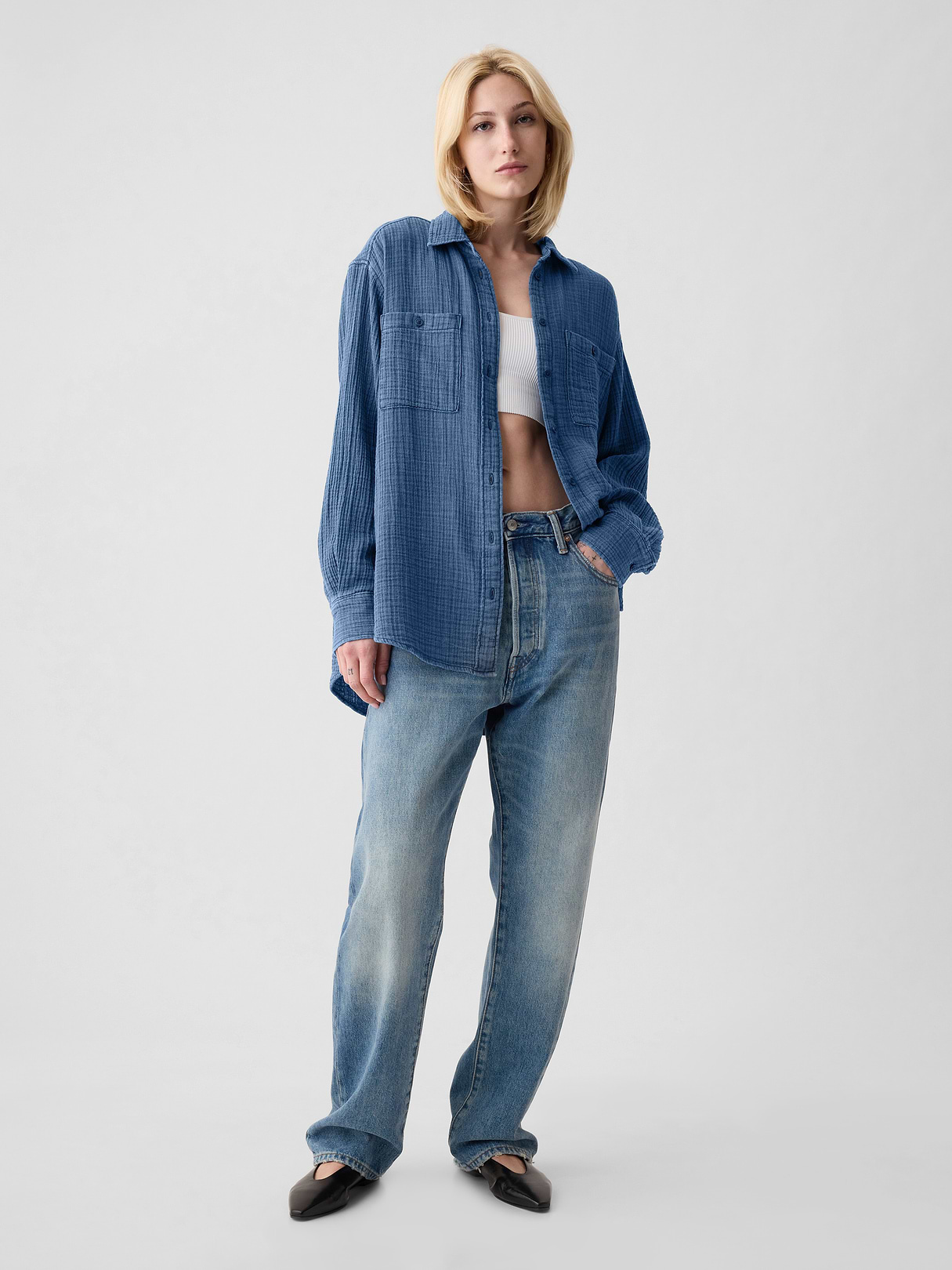 Denim Big Shirt - medium wash