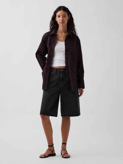 Organic Cotton Poplin Big Shirt - Terra brown