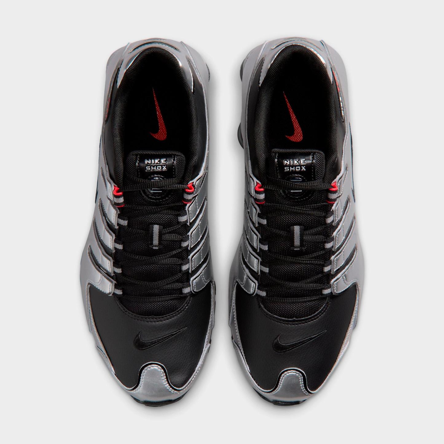 Men's Nithtke Shox NZ Casual Shoes - Black/Metallic Silver/University Red/Black - Top view