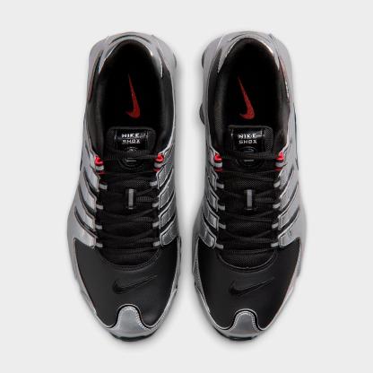 Men's Nithtke Shox NZ Casual Shoes - Black/Metallic Silver/University Red/Black - Top view