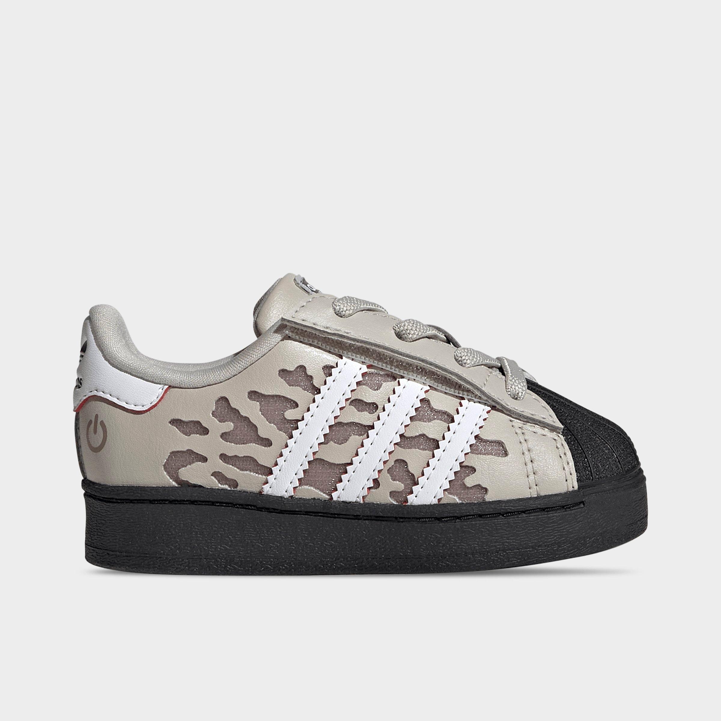 Kids' Toddler adidas Originals Superstar LED Lights Comfort Closure Stretch Lace Casual Shoes - Wonder Alumina/White/Black - Left shoe facing left. Outside of the shoe.