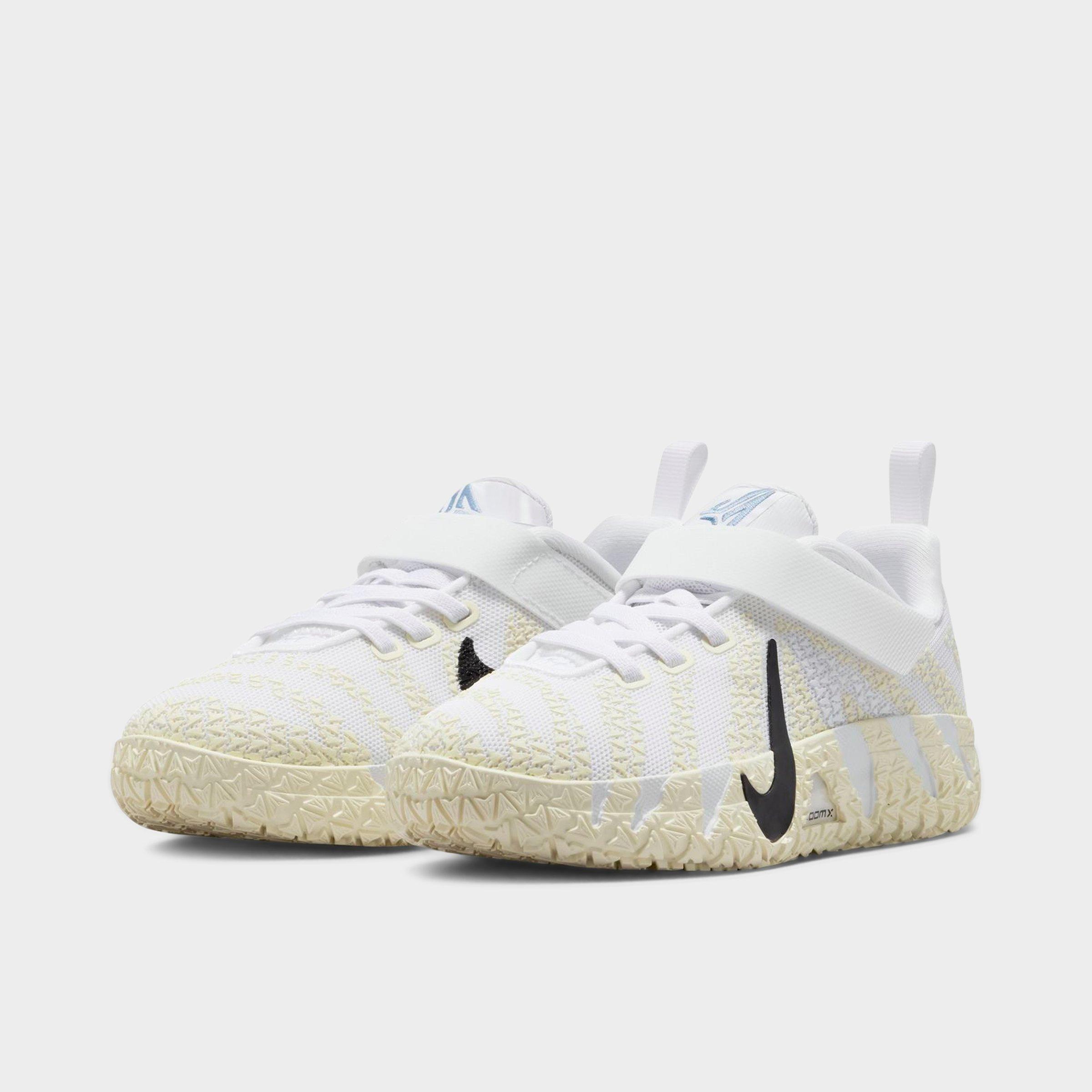 Little Kids' Nithtke Ja 3 Stretch Lace Basketball Shoes - White/Coconut Milk/Desert Khaki/Black - Both shoes facing left