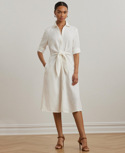 Lauren Ralph Lauren Women's Linen Shirtdress - White