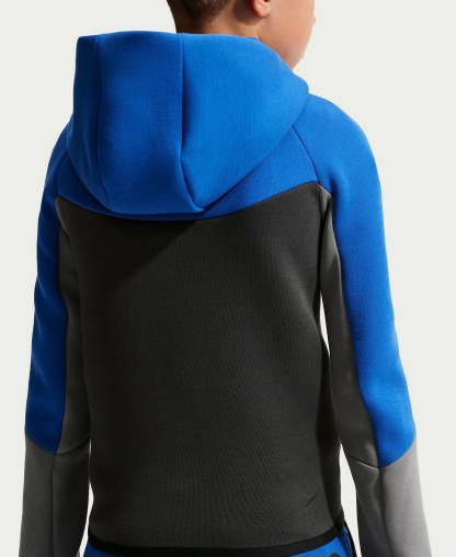 Nike Boys' and Girls' 7-20 Sportswear Tech Fleece Full-Zip Hoodie - Game Royal/Anthracite/Smoke Gray/Black