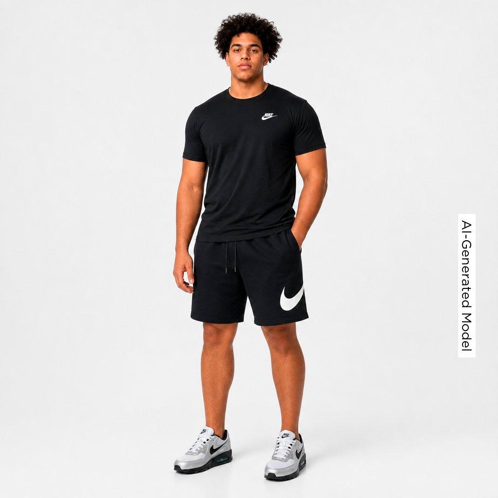 Men's Nithtke Club Fleece Swoosh Graphic Shorts - Black/Black/White