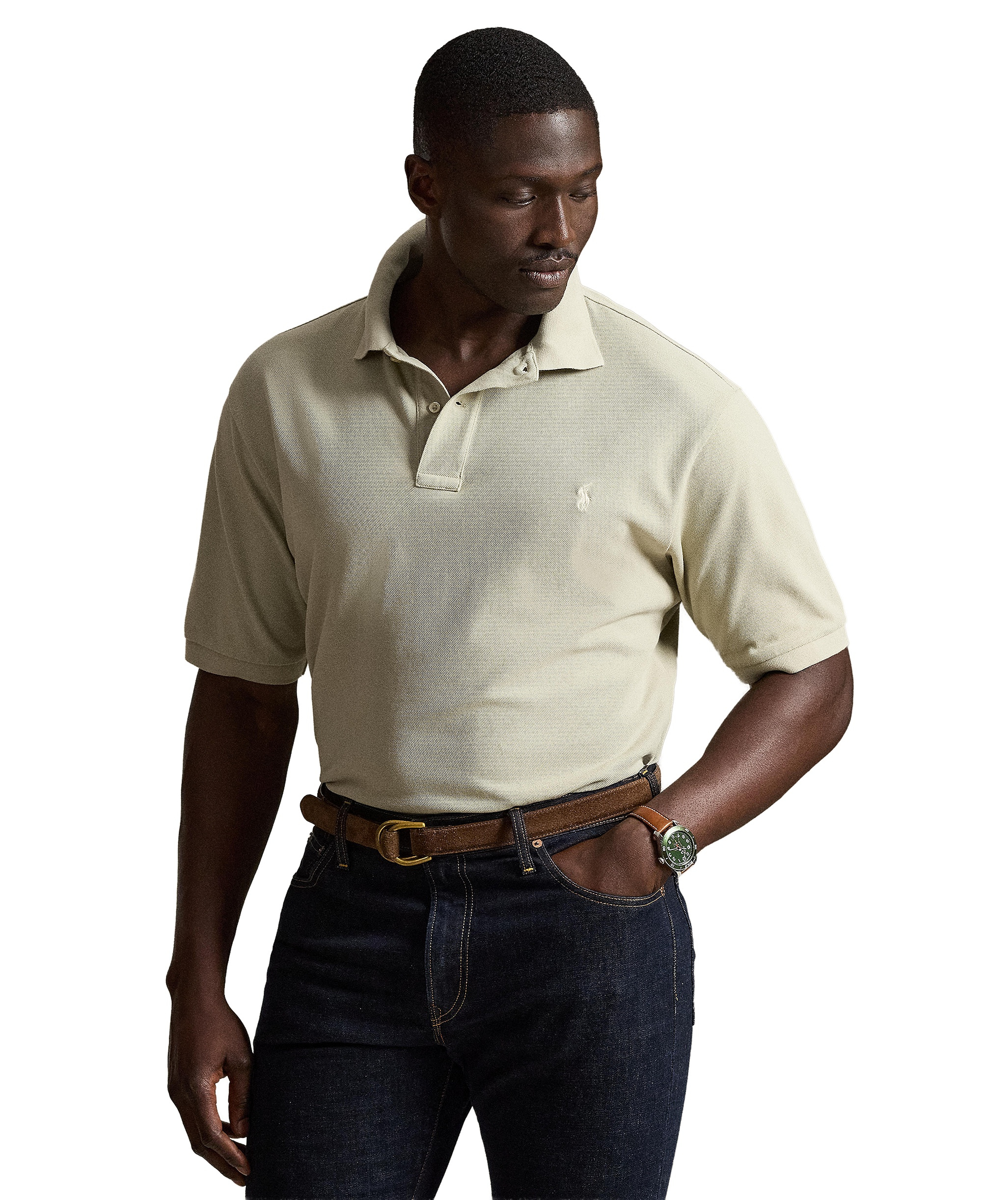 Polo Ralph Lauren Men's Big & Tall Cotton Short-Sleeve Polo Shirt - Classic Stone/C8125