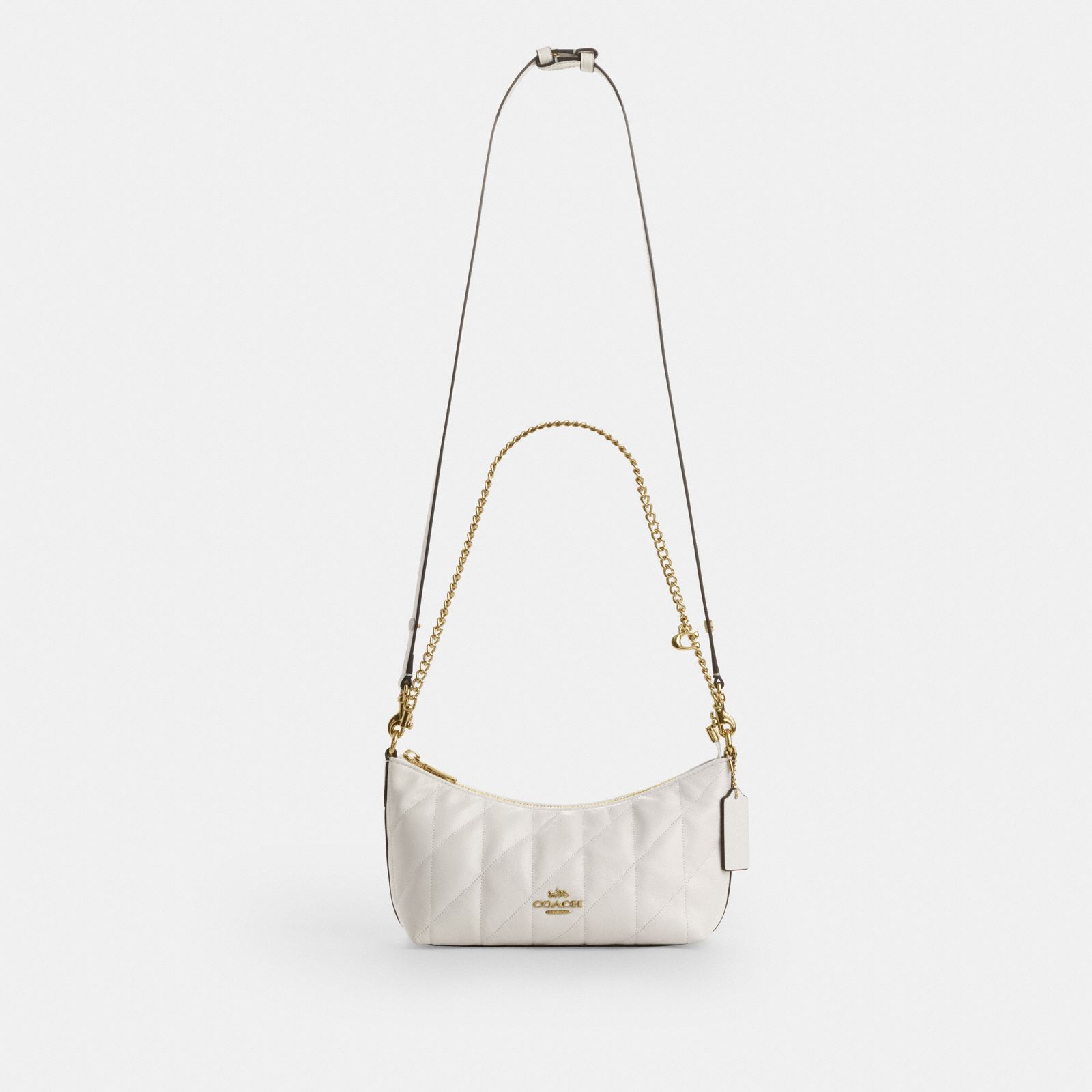 Caitlin Shoulder Bag With Quilting And Charm - Gold/Chalk - view 10