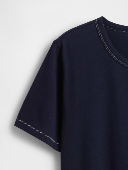 Organic Cotton VintageSoft T-Shirt - Navy blue with white trim