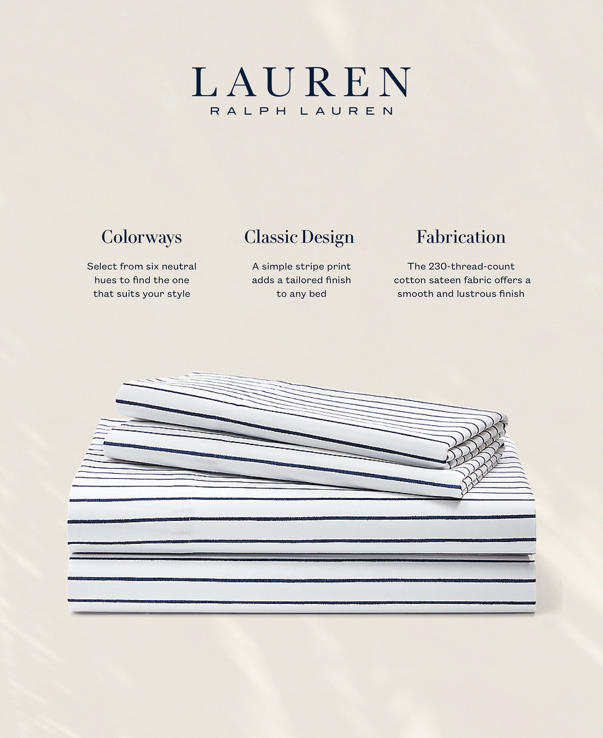 Lauren Ralph Lauren Spencer Stripe Sheet Set, Queen - Navy
