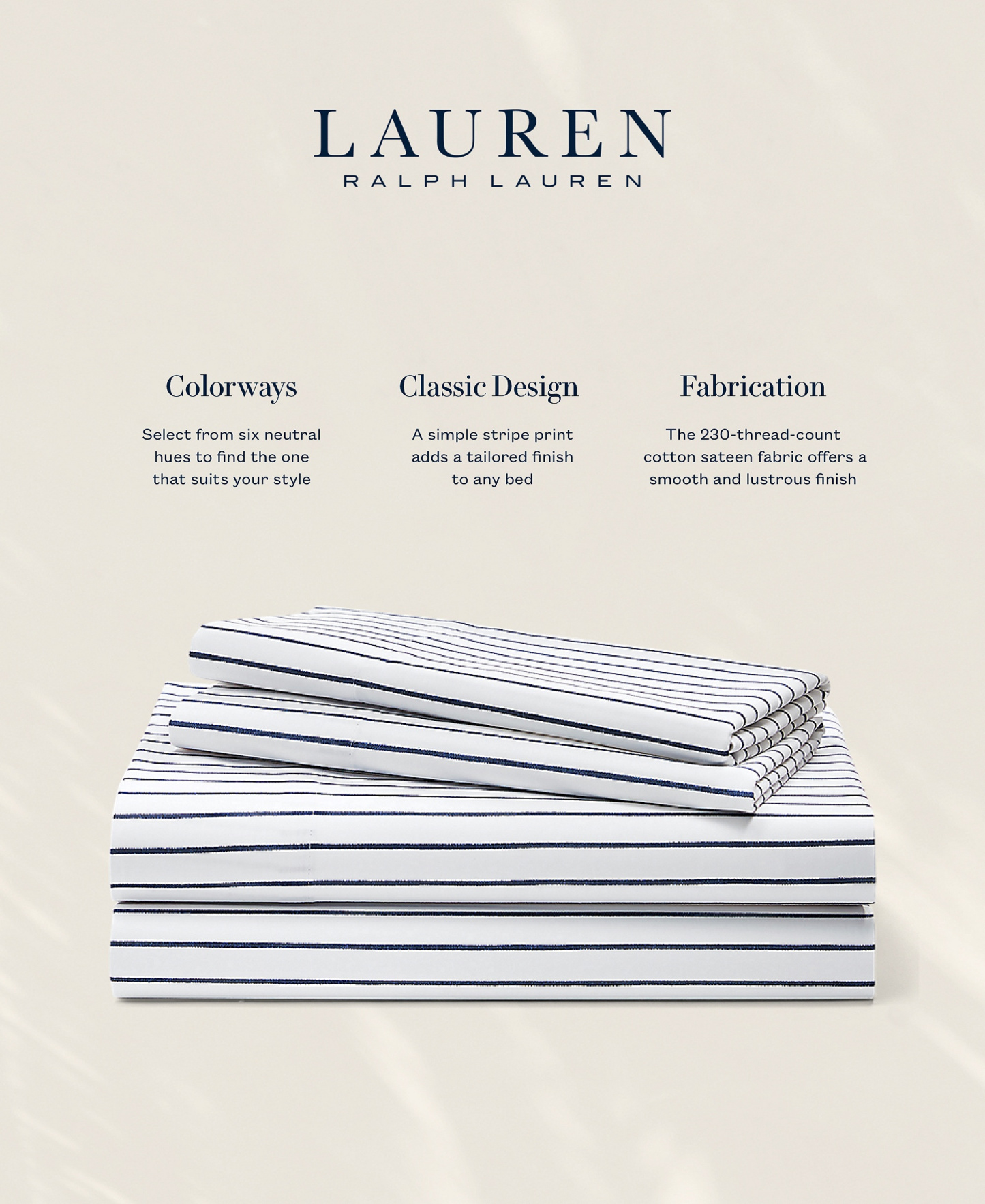Lauren Ralph Lauren Spencer Stripe Sheet Set, Queen - Navy