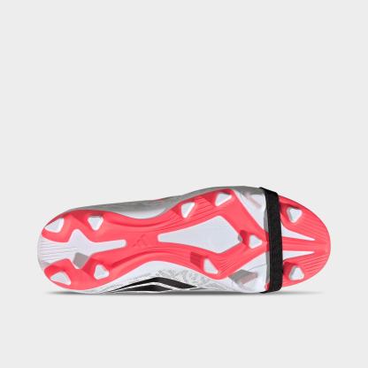 Big Kids' adidas Predator Club Fold Over Tongue Firm Ground and Multi Ground Soccer Cleats - White/Solar Turbo/Black (KJ6728-100) - Bottom view