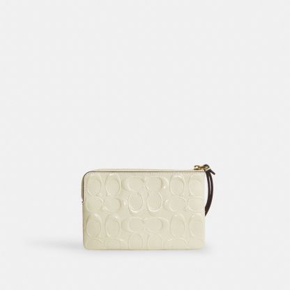 Corner Zip Wristlet In Signature Leather With Charm - Gold/Light Lemon - view 4