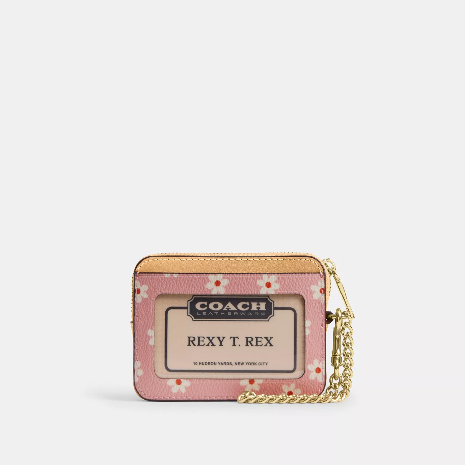 Zip Card Case With Floral Print - Gold/Pink Multi - view 2