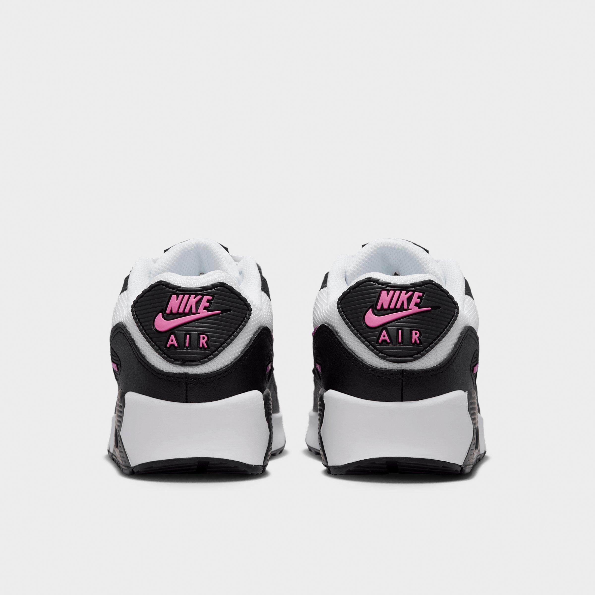 Big Kids' Nithtke Air Max 90 Casual Shoes - White/Black/Anthracite/Playful Pink - Back view