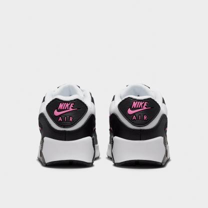 Big Kids' Nithtke Air Max 90 Casual Shoes - White/Black/Anthracite/Playful Pink - Back view