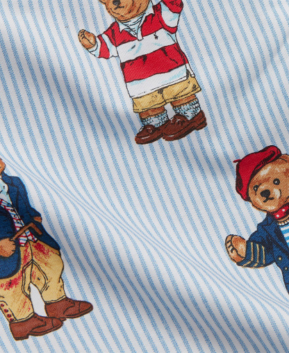 Polo Ralph Lauren Teddy Bear Stripe 3-Pc. Sheet Set, Twin - Blue
