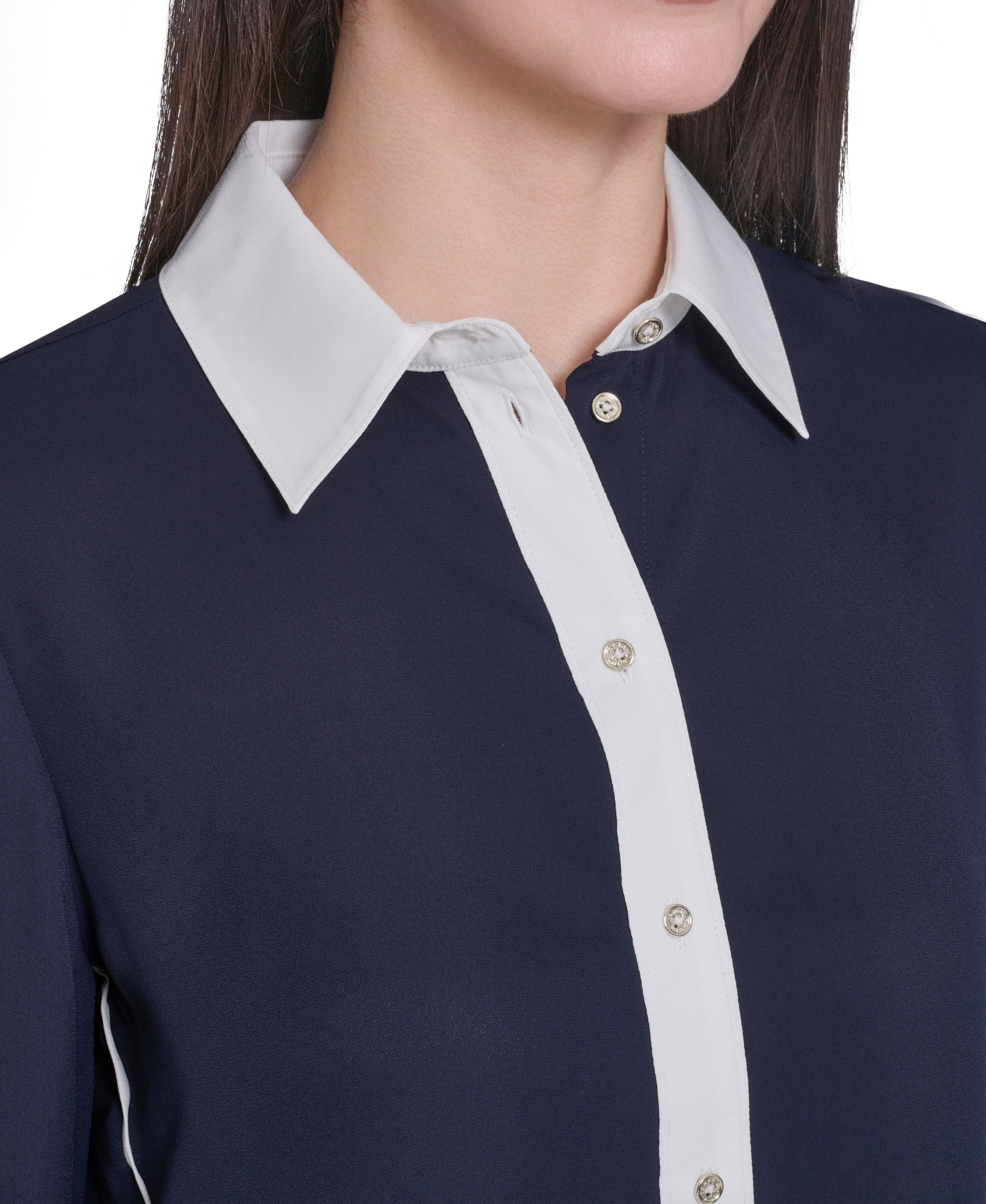 Tommy Hilfiger Women's Slim-Fit Button-Up Top - Midnight/Ivory