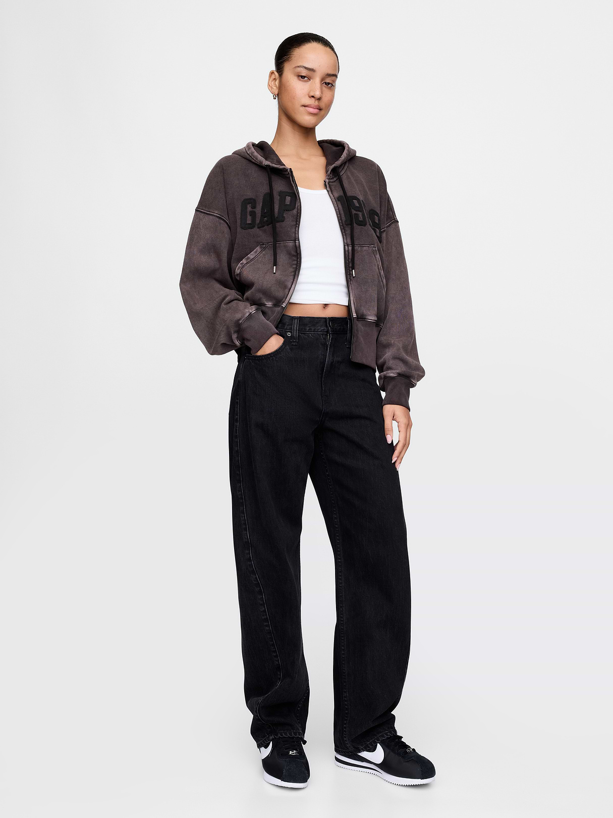 VintageSoft Wedge Zip Hoodie - Moonless night