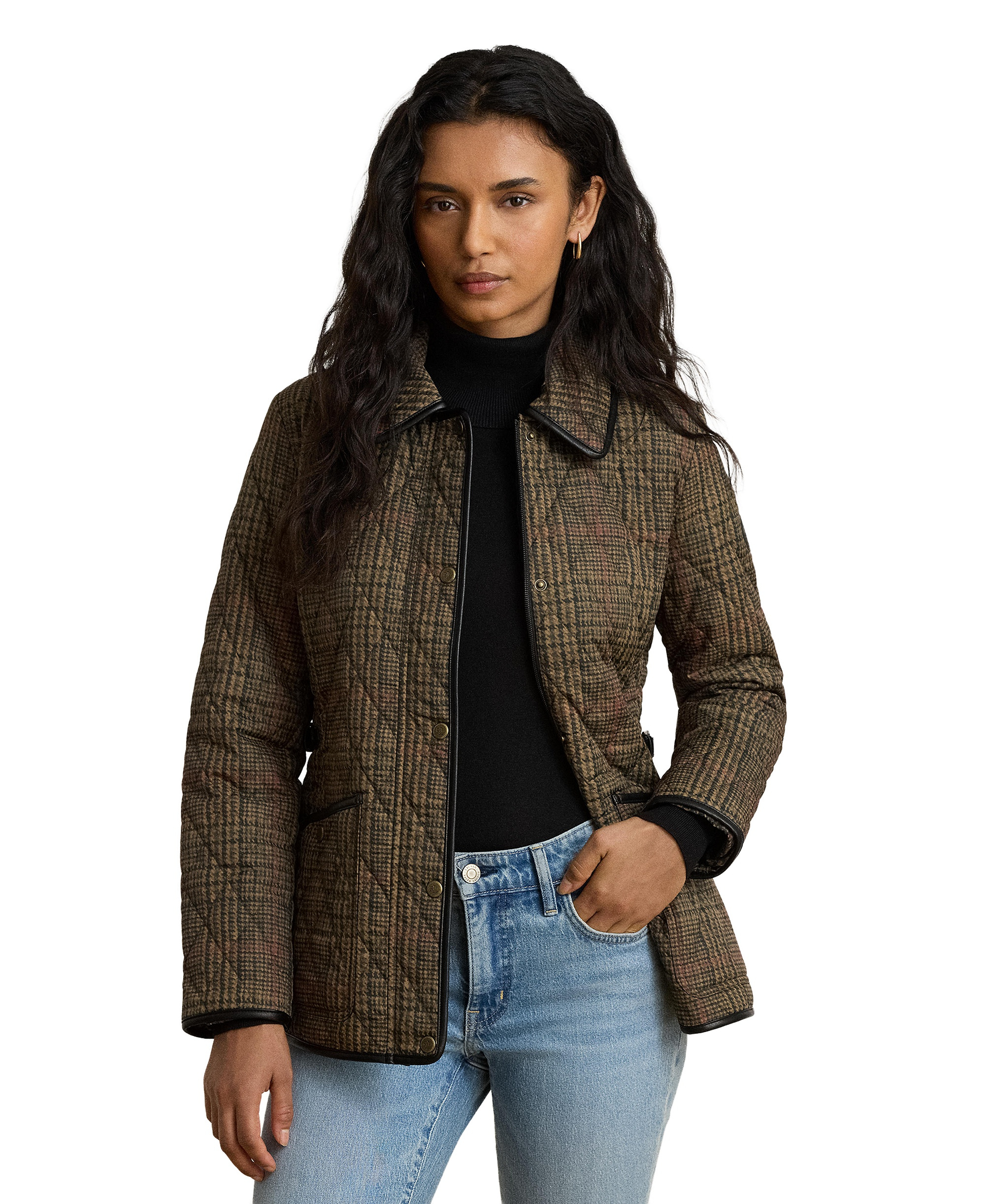Lauren Ralph Lauren Petite Quilted Velboa-Lined Jacket, Created for Macy's - Grand Loden Plaid