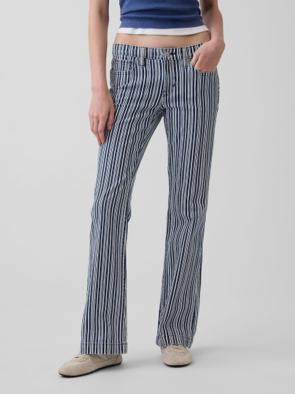 Low Rise Long & Lean Split-Hem Jeans - Blue railroad stripe
