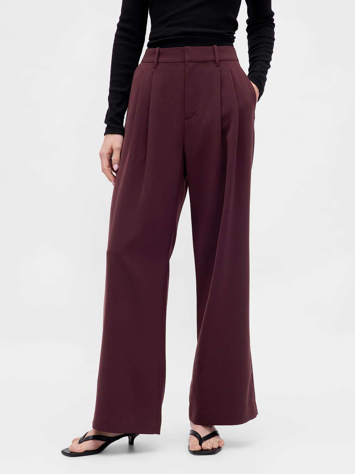 365 High Rise Pleated Trousers - Bordeaux purple