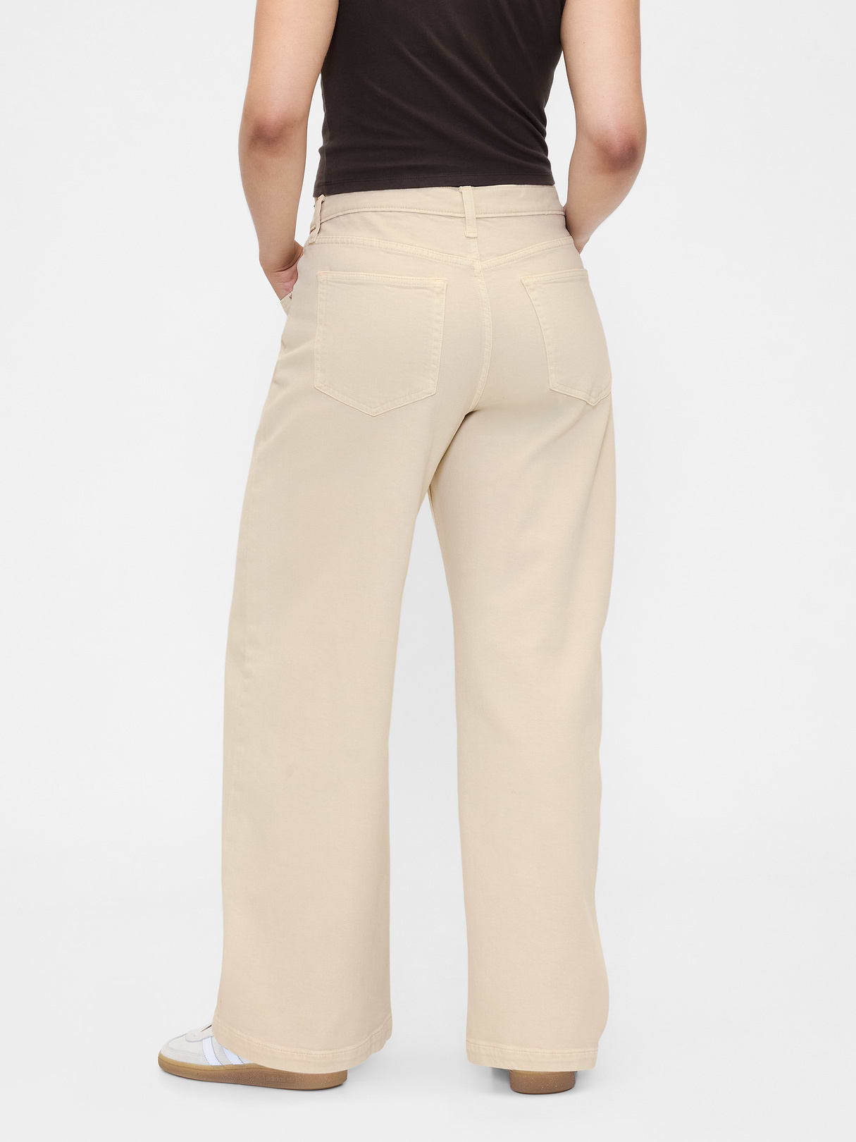 High Rise Stride Wide-Leg Jeans - Beach pebble