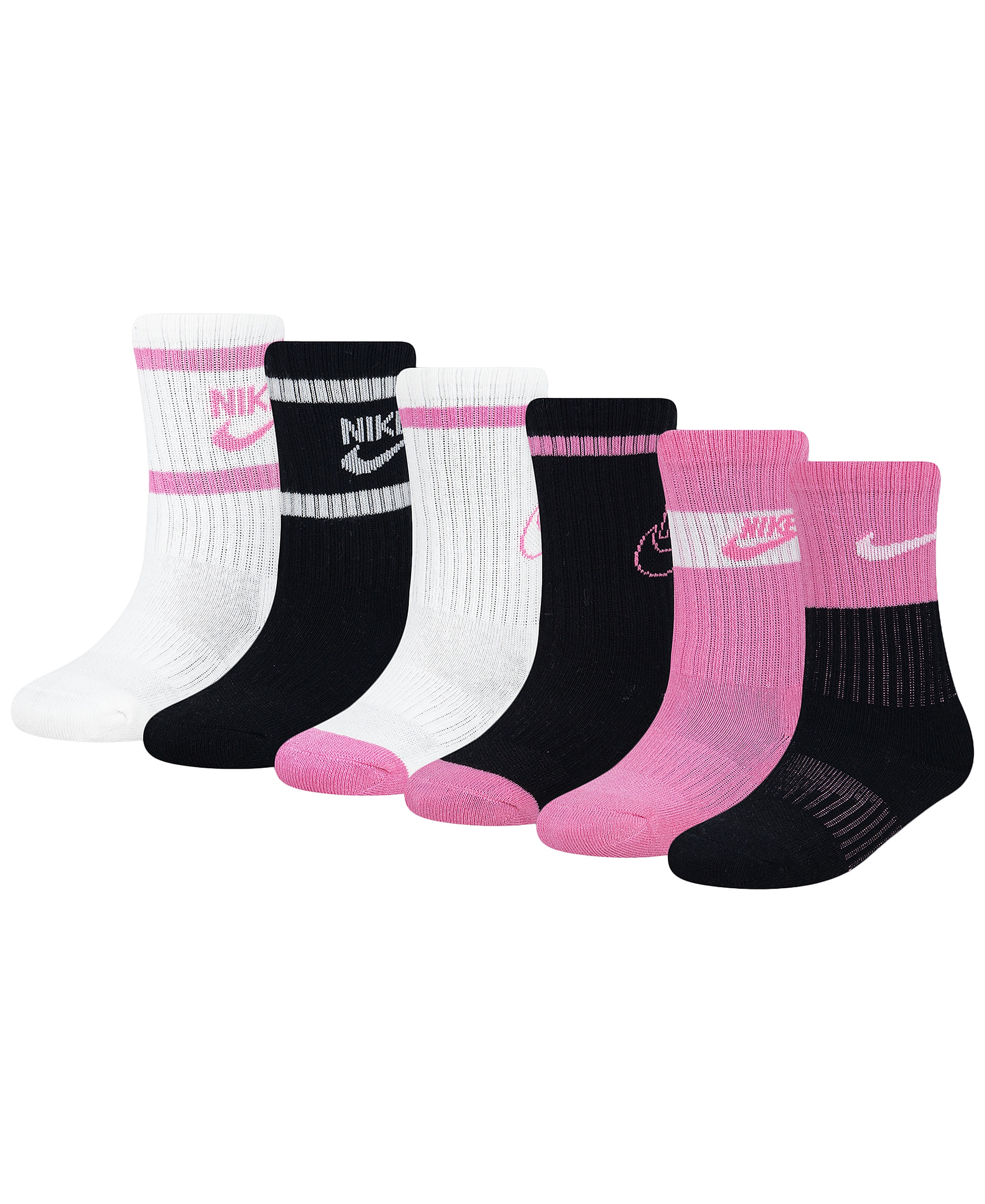 Nike Boys' and Girls' 4-7 Retro Crew Socks, 6-Pack - Pink Glow