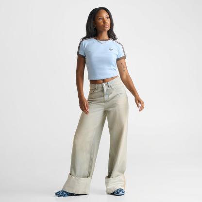 Women's adidas Originals adicolor 3-Stripes Baby T-Shirt - Ice Blue