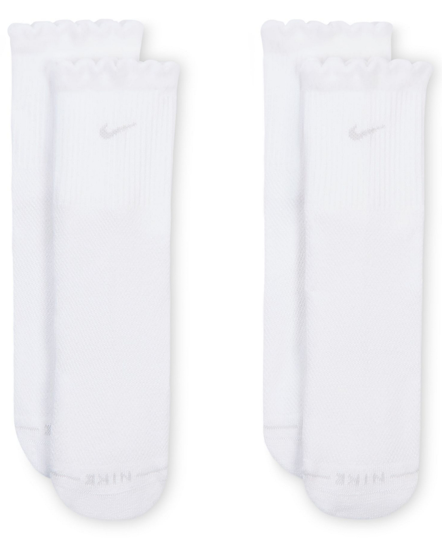 Nike Women's Scalloped Everyday Elevated Crew Socks, 2-Pack - White