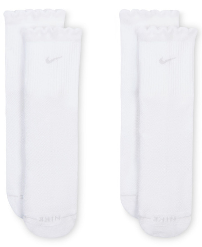Nike Women's Scalloped Everyday Elevated Crew Socks, 2-Pack - White