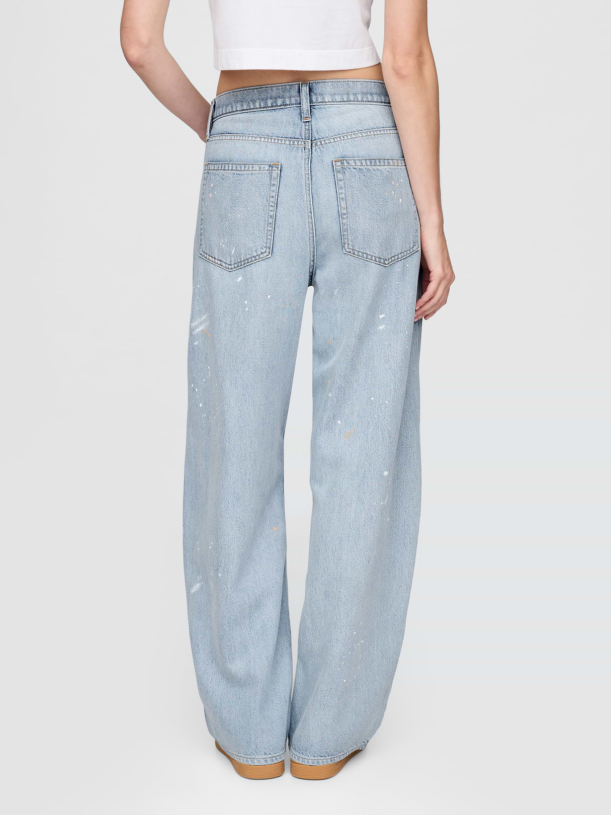 High Rise Barrel Jeans - Splattered light wash