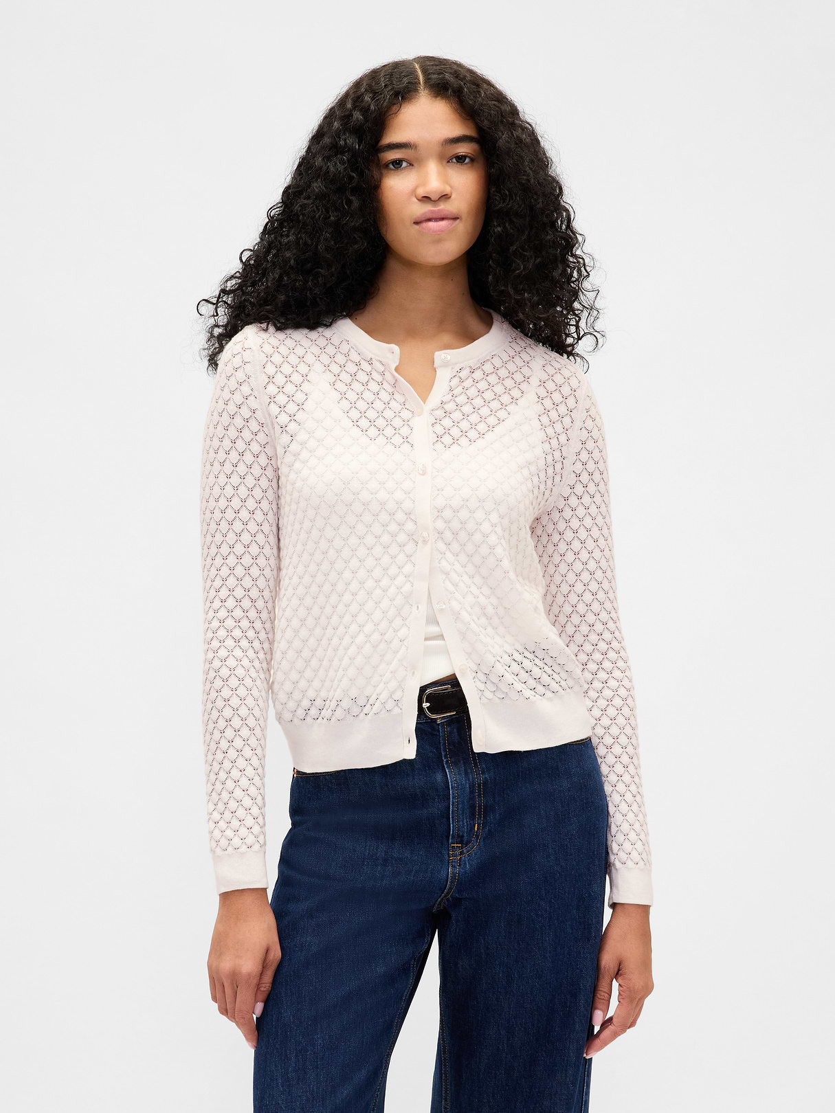 CashSoft Crop Cardigan - Ivory frost