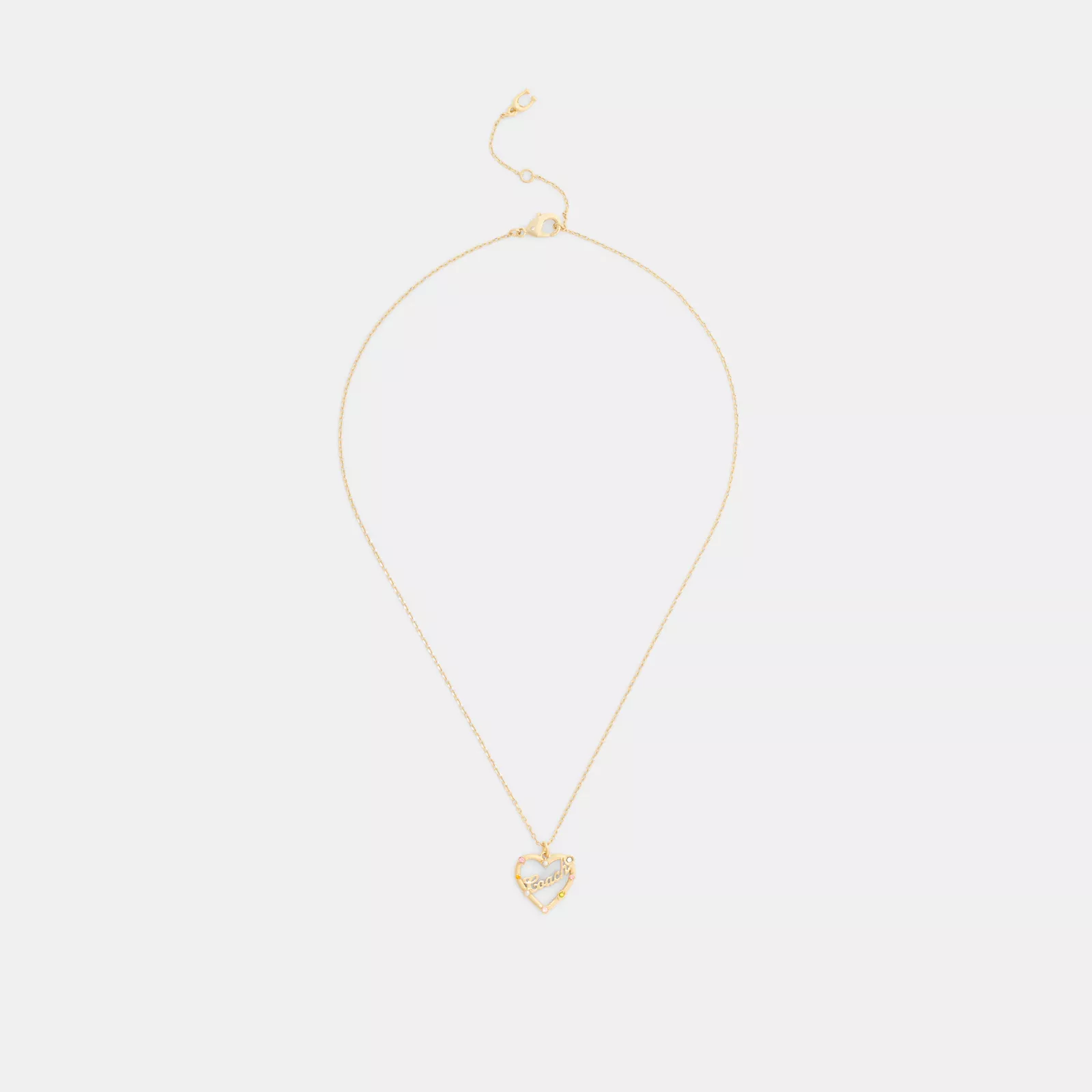 Coach Script Heart Pendant Necklace - Gold/Multi - view 3