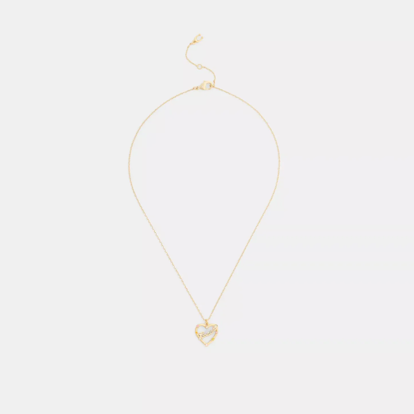 Coach Script Heart Pendant Necklace - Gold/Multi - view 3