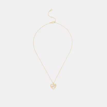 Coach Script Heart Pendant Necklace - Gold/Multi - view 3