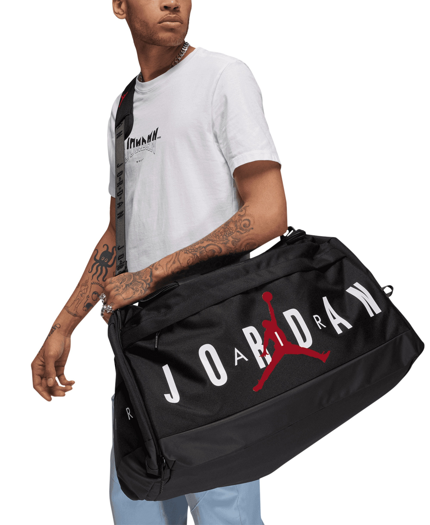 Jordan Large Logo Duffel Bag - Black/Gym Red/White