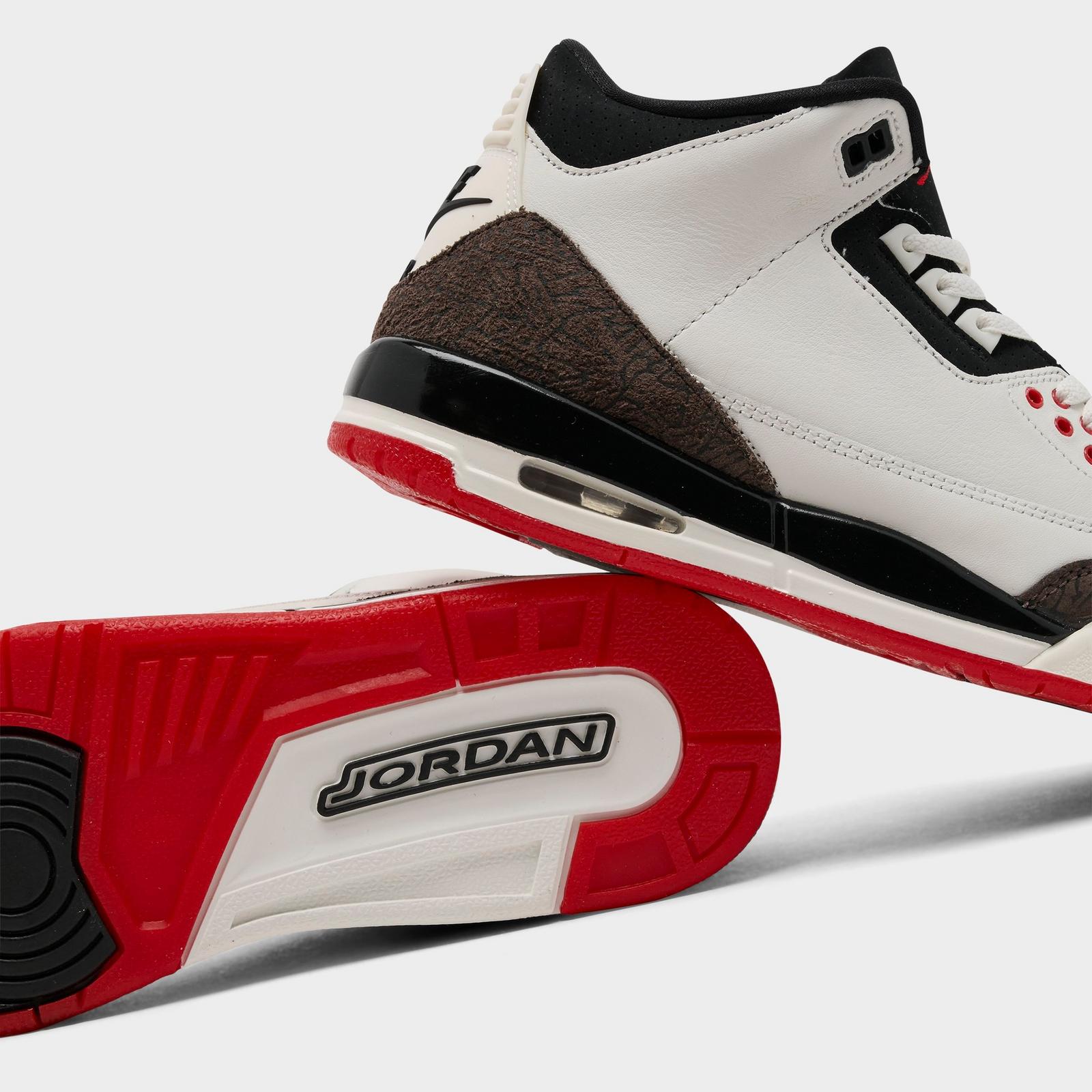 Big Kids' Air Jordan Retro 3 Basketball Shoes - Sail/Black/University Red/Pale Ivory/Palomino - view 3