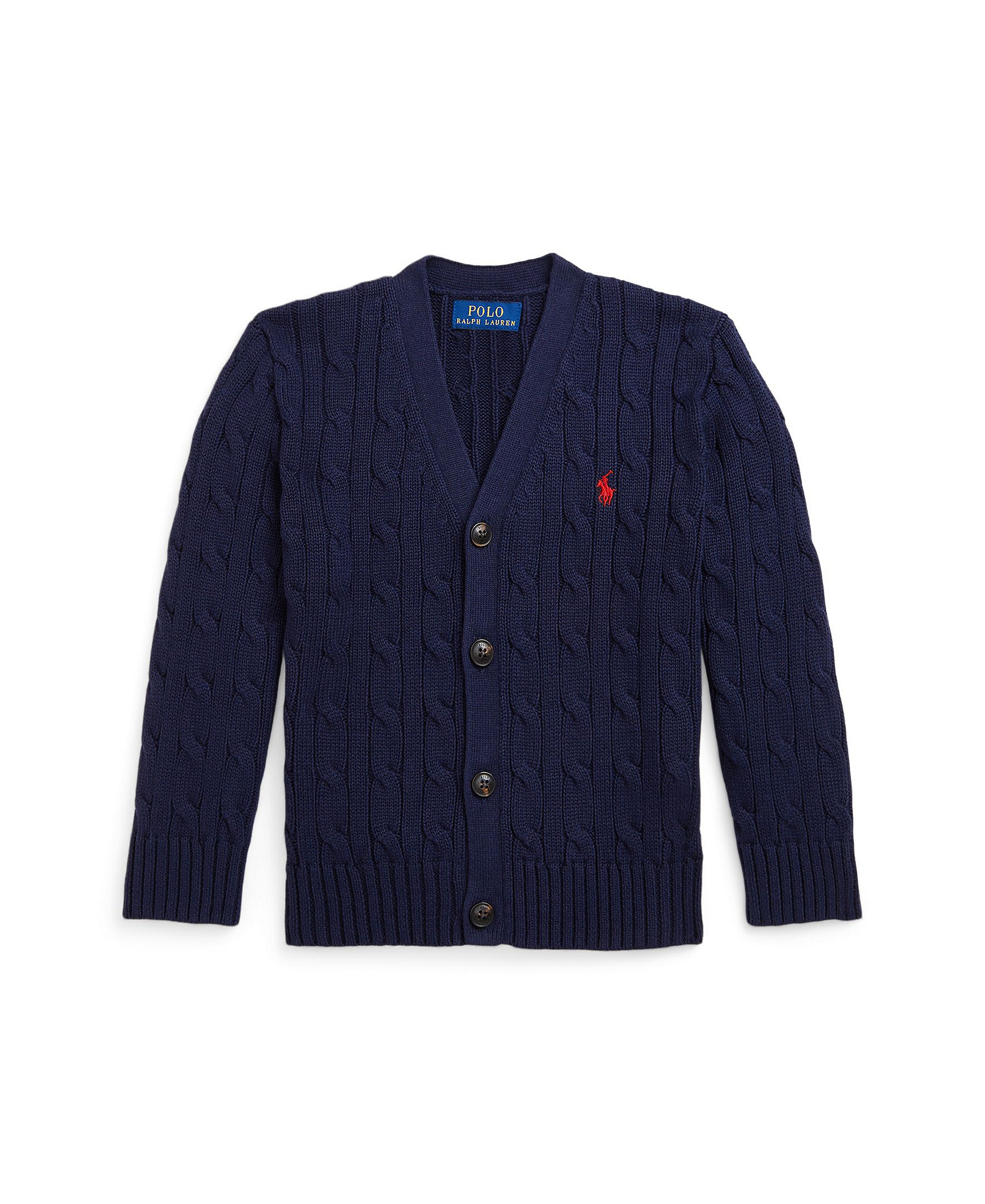 Polo Ralph Lauren Toddler and Little Boys Cable-Knit Cotton V-Neck Cardigan Sweater - Rl Navy